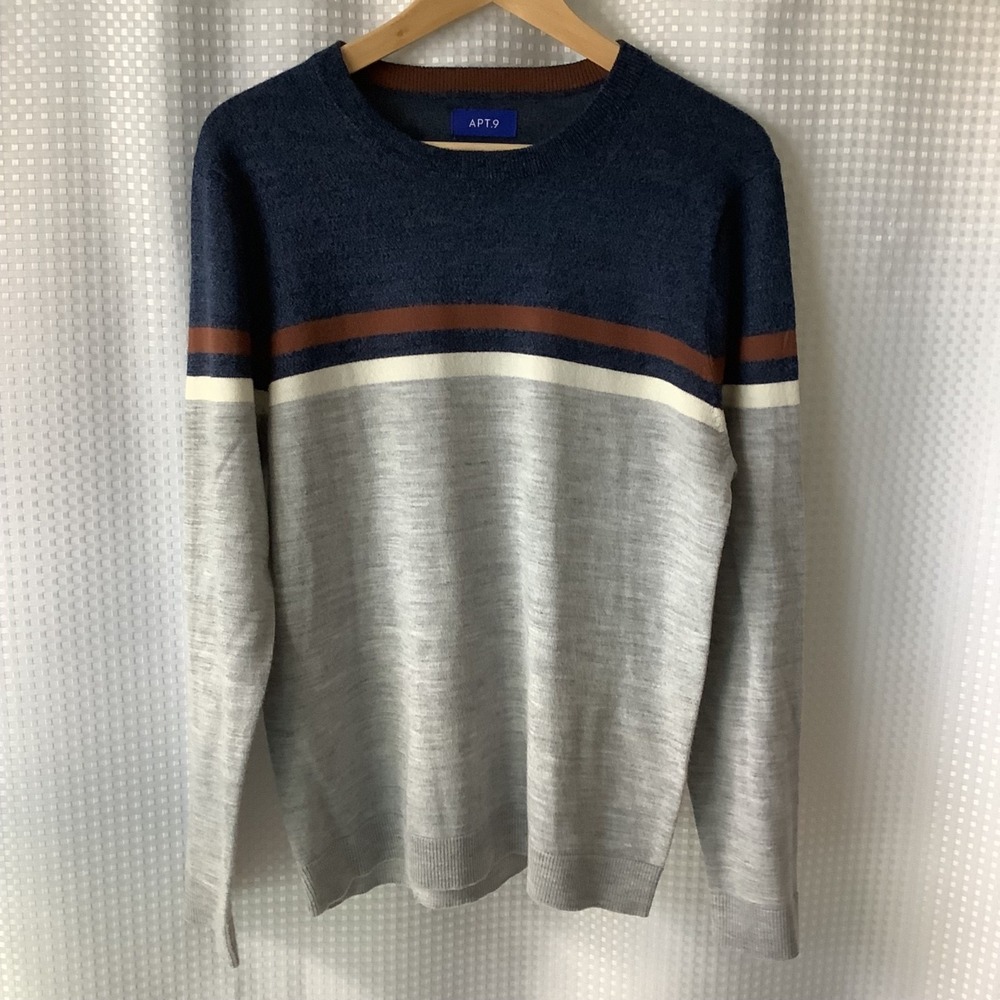 Men's Apt. 9 Merino Wool Blend Colorblock Pattern Crewneck Sweater